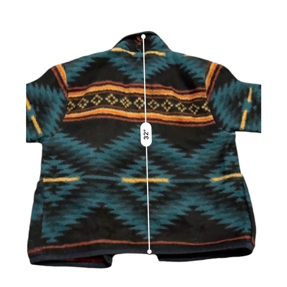 Vintage 80s Yumaland Women’s Aztec Fleece with Shoulder Pads Belt Sz L​​​​​ - Picture 5 of 7